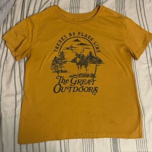 Fifth Sun Great Outdoors crew neck tshirt yellow orange comfy